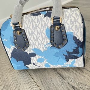 Michael Kors 💙 Aria Blue Floral Studded Designer Crossbody Handbag